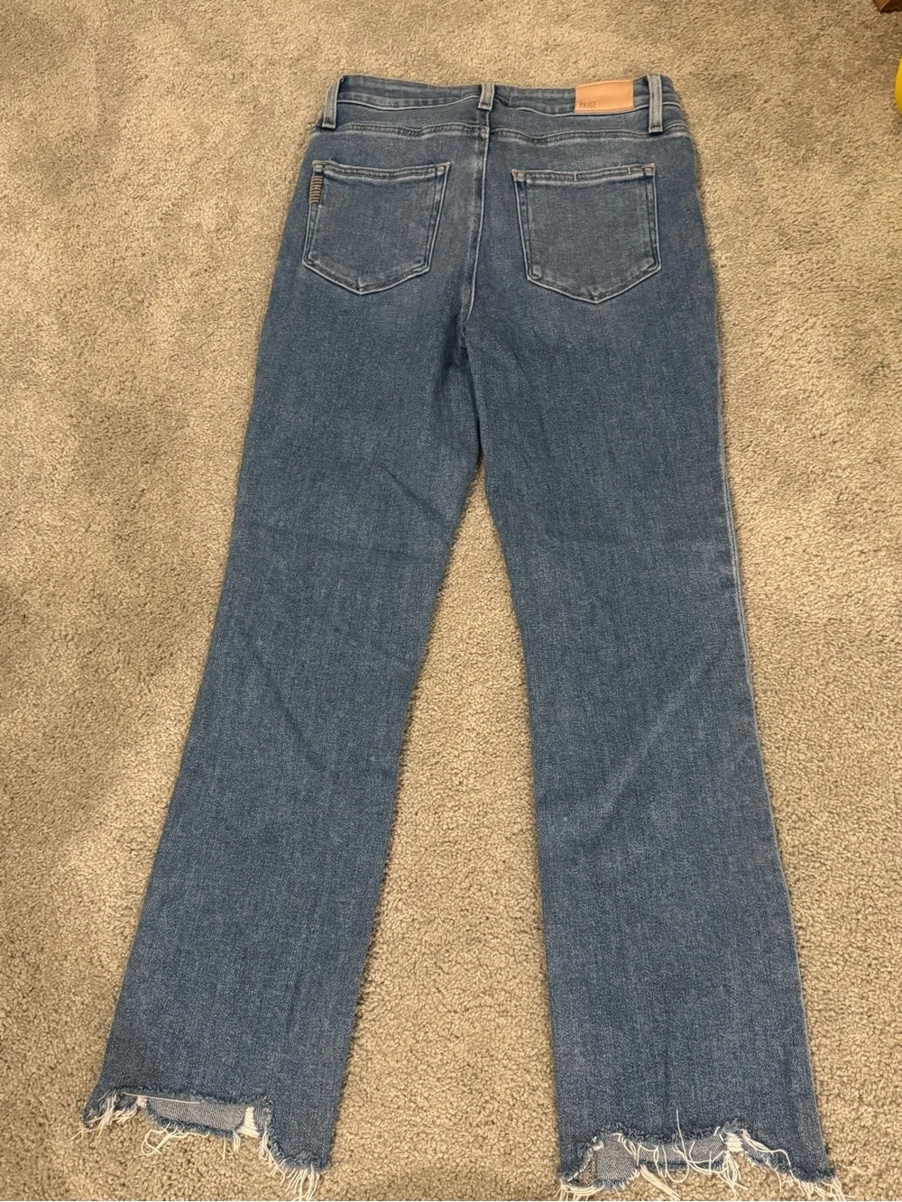 PAIGE Straight Leg Jeans in Medium Blue Wash